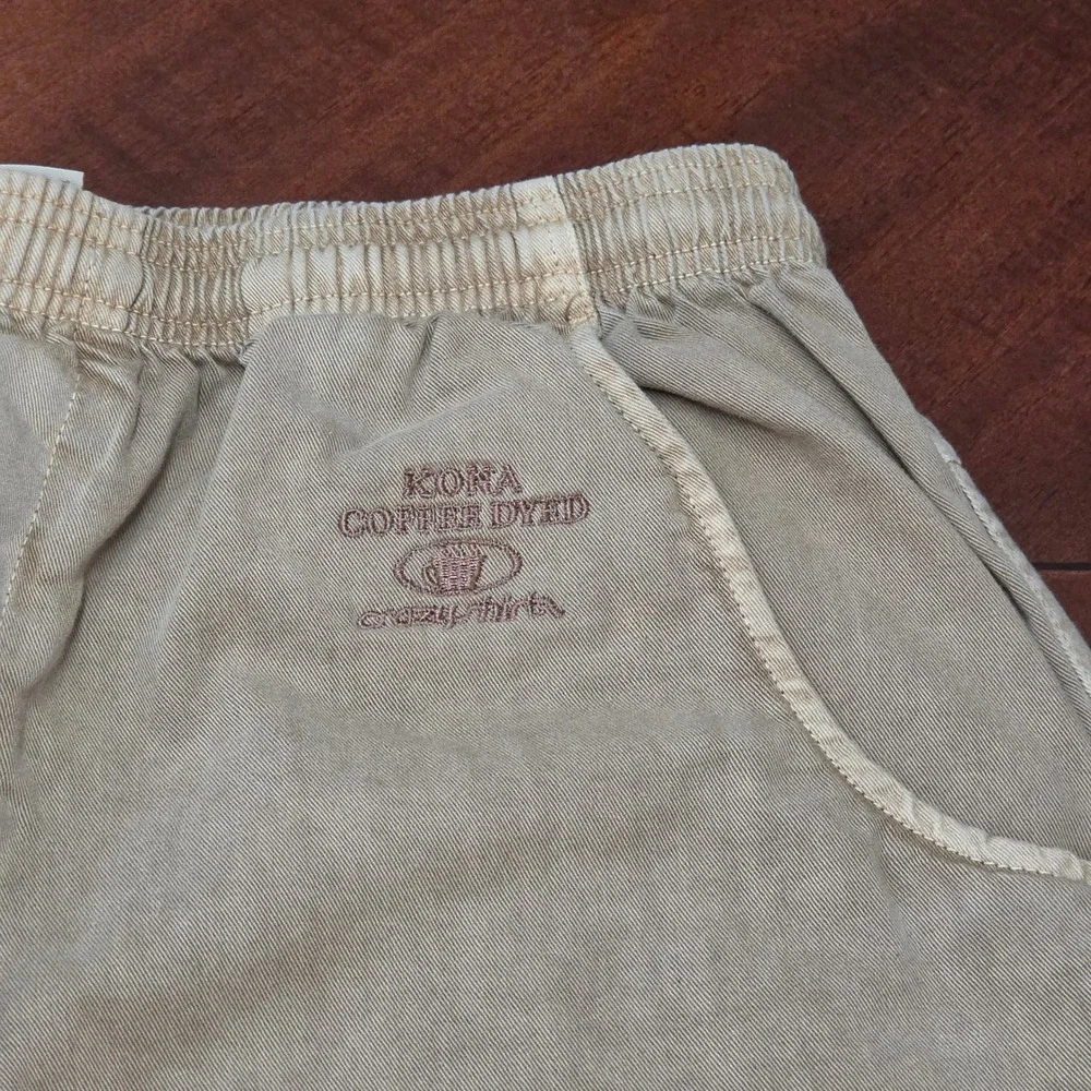 Crazy Shirts Pants Mens XL Tan Kona Coffee Dyed Relaxed Wide Leg Hawaii Casual